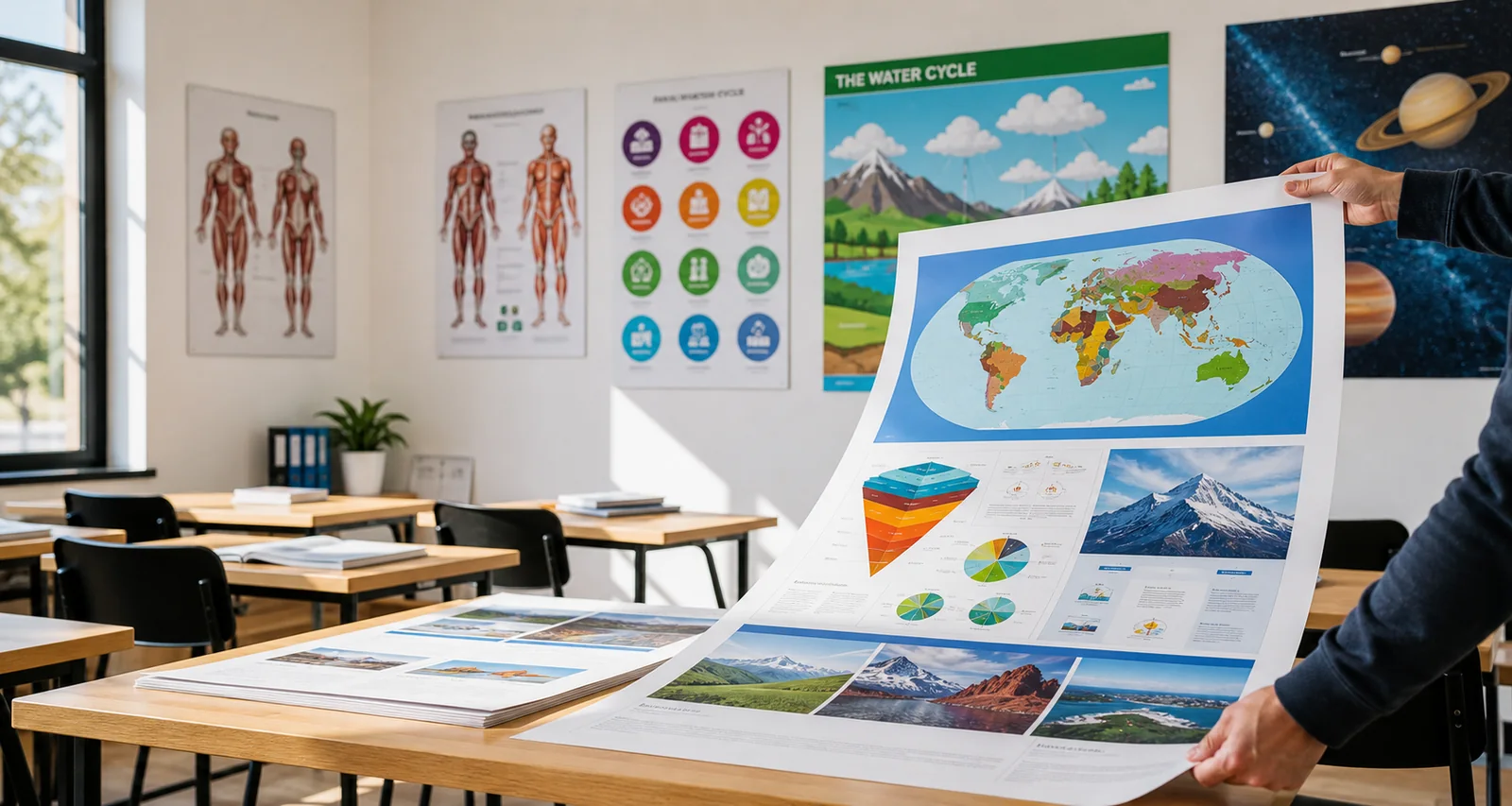 a1-colour-printing-classroom-poster Large A1 colour classroom poster print displayed in a training room
